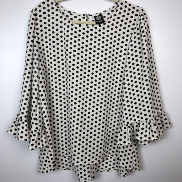 Bobeau polka dot black white top blouse medium - Picture 1 of 7